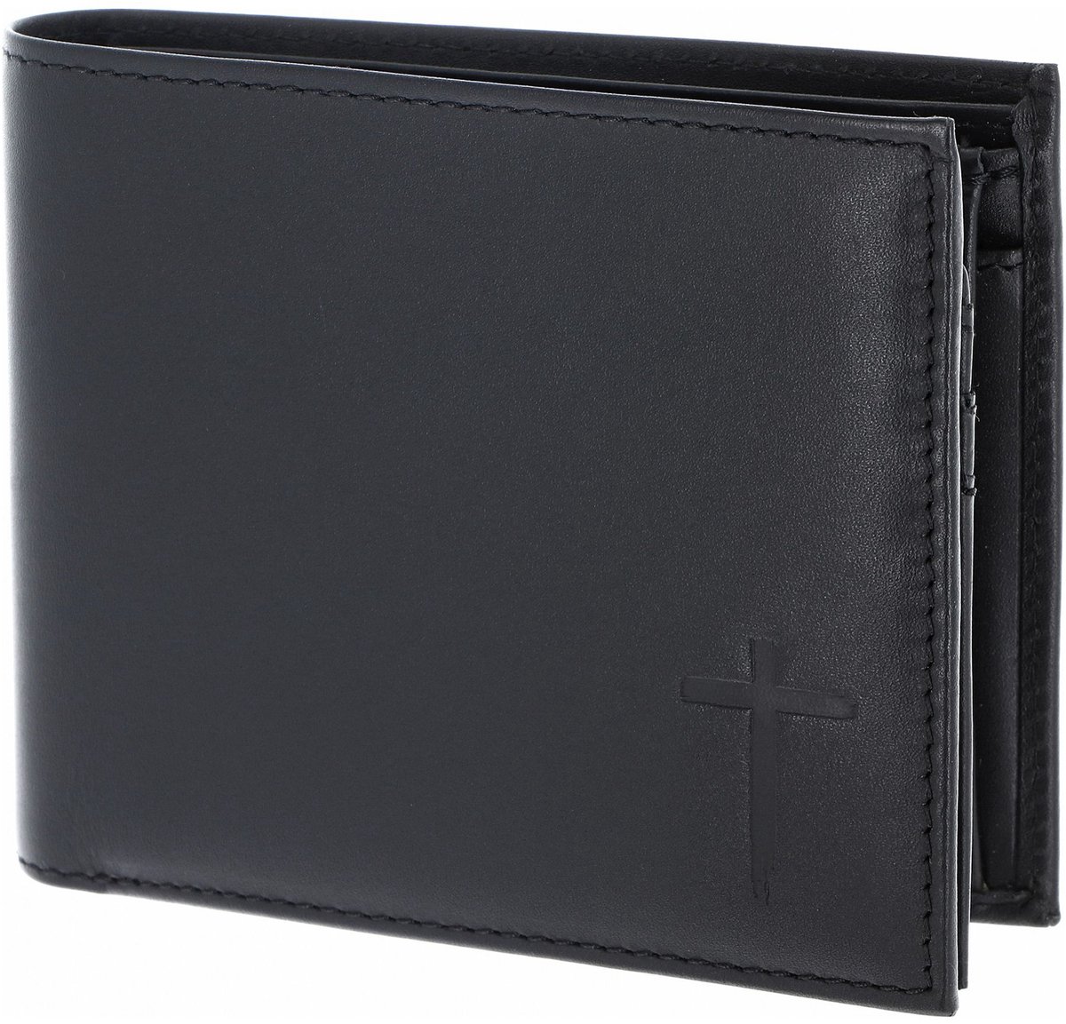 oxmox Leren portemonnee Leather RFID Protect Querscheinbörse Freedom Cross Embossed Black zwart
