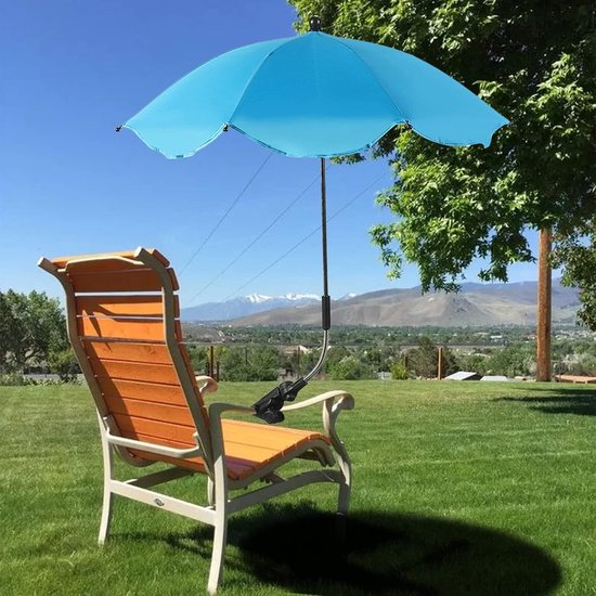 Parasol voor kinderwagen - Opklembare parasol - Universeel - Verstelbare parasol - Geschikt voor strandstoelen, tuinstoelen, kinderwagens, hometrainers, rolstoelen en trolleys - UV-bescherming - Blauw — afbeelding 5
