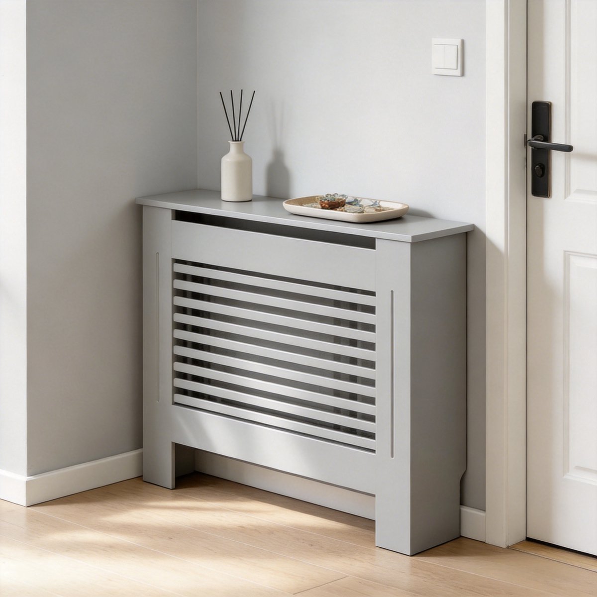 FATIVO Radiatorombouw - radiatoromkasting - Verwarmingsombouw - 111x19x92 cm - grijs