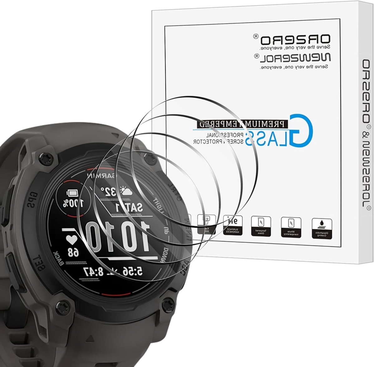 Pack van 4 gehard glas schermprotectors voor Garmin Instinct E 40 mm, krasbestendig, luchtbelvrij en volledige dekking met hoge resolutie