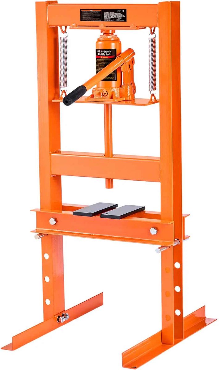 CORE Hydraulische pers - Winkelpers - Garagepers - Werkplaatspers - H-frame - Met persplaten - 40x50x90cm - Oranje