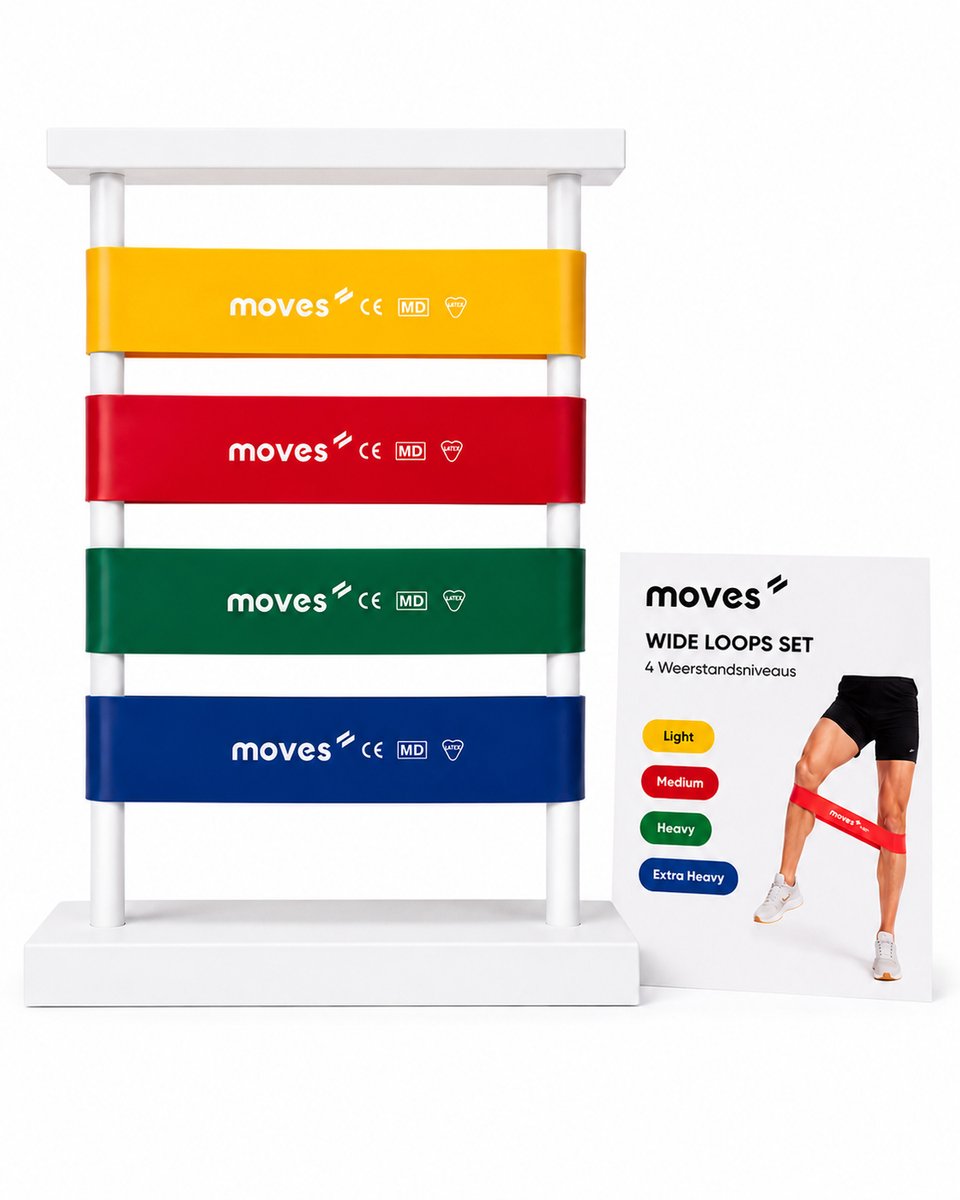 Moves Wide Loops Weerstandsband Set - Fitness Resistance Bands voor Home Workout, Pilates & Glute Training - 4 Weerstanden