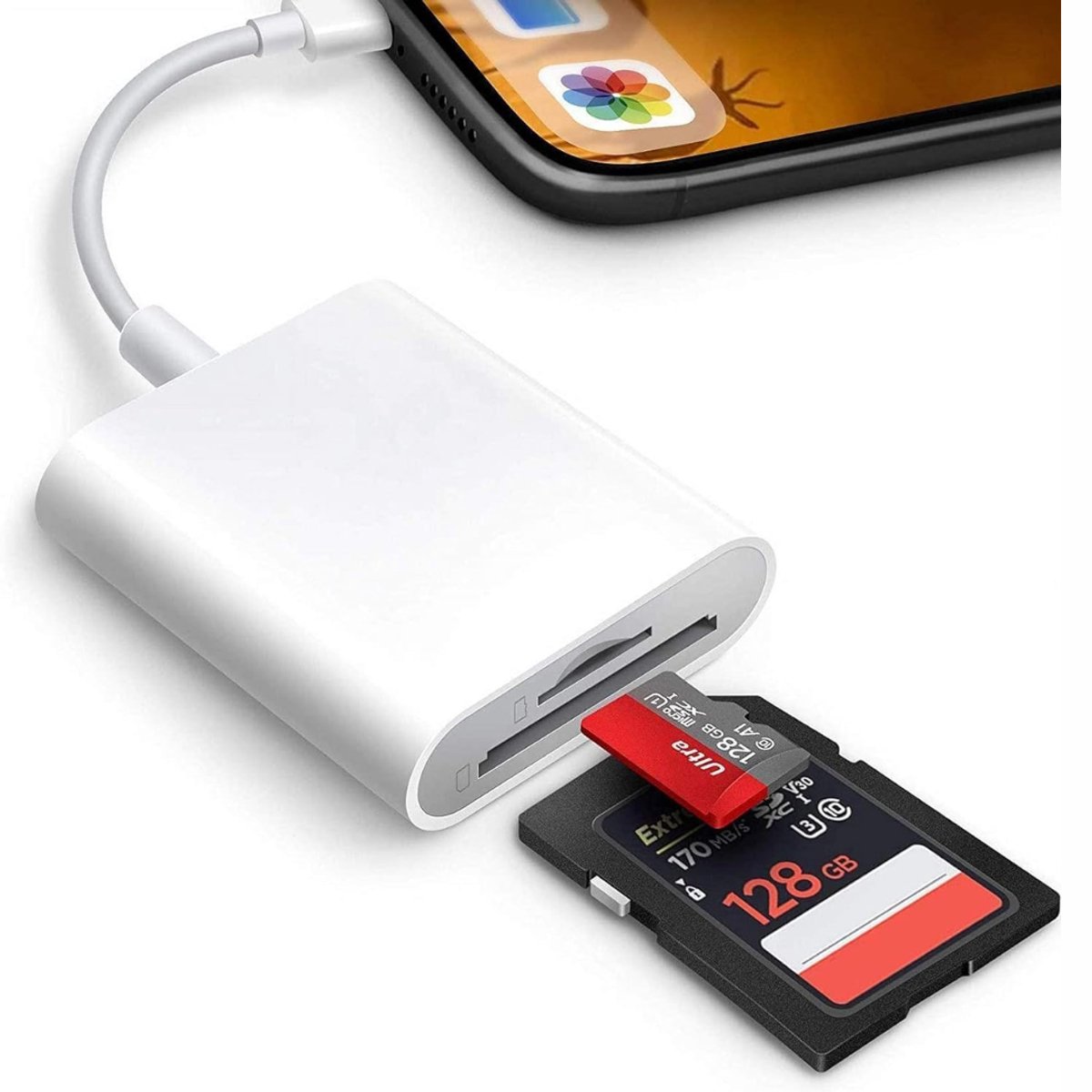 TIM® Sd Kaart Lezer - SD-kaart - SD-kaartlezer USB-C - Wit - 15cm x 10cm x 2cm