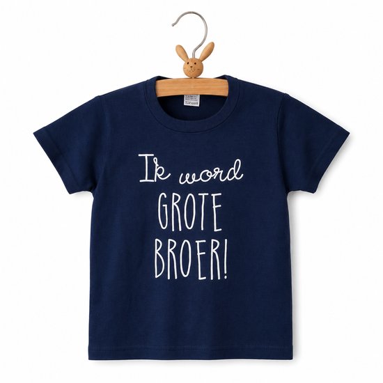 Shirt Ik word grote broer big brother | korte mouw | donkerblauw | maat 92 zwangerschap aankondiging bekendmaking baby