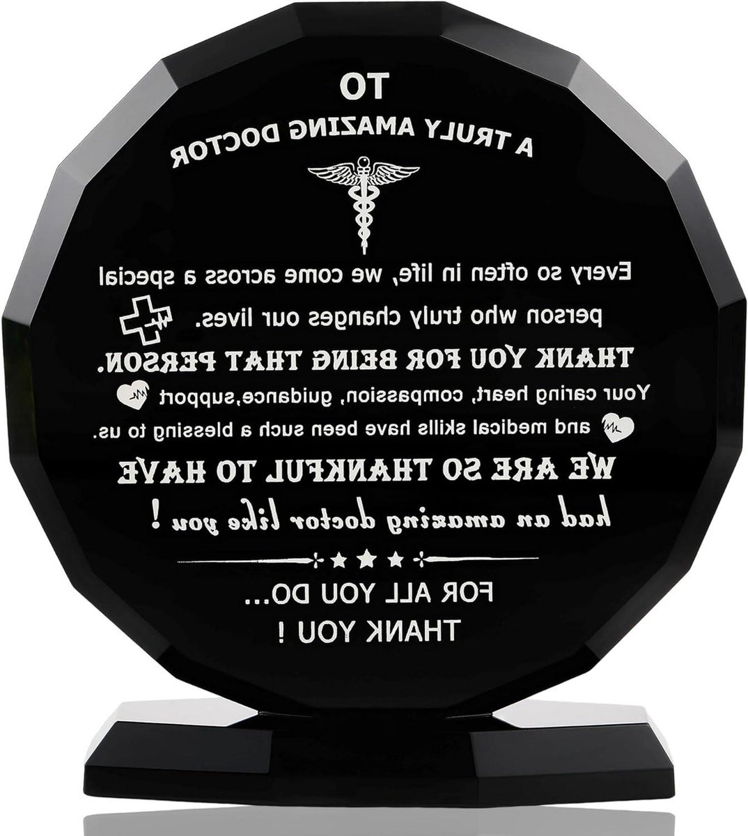 Kristallen Plaquette - Waarderingsgeschenk - Dankbaarheid Tonen - Duurzaam K9 Kristal - Compact Formaat - Zwart