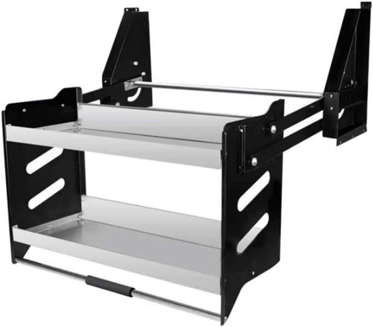 Kast organizer - Uittrekbare plank - Keuken opbergen - 2-laags ontwerp - 61x28x53cm - Zwart