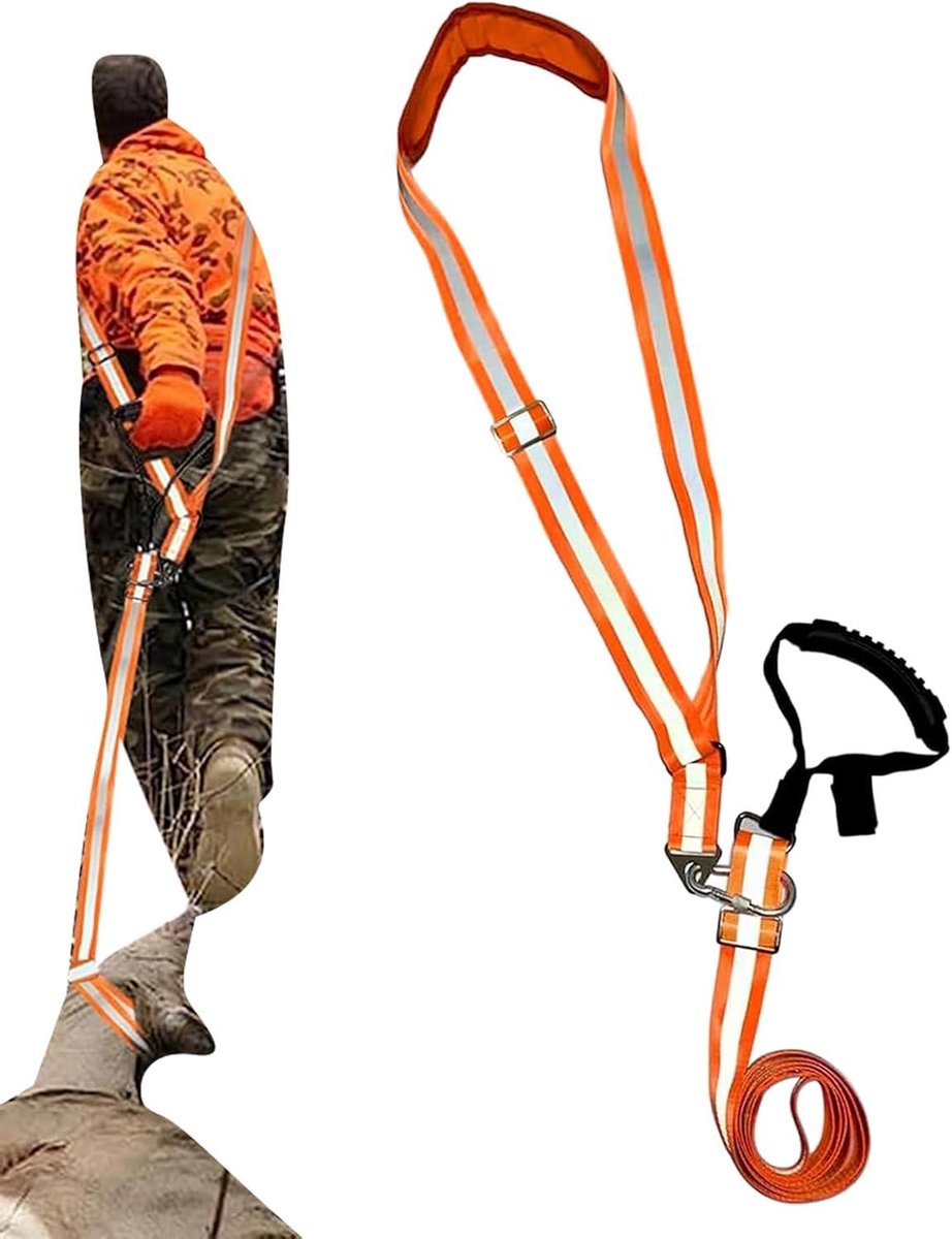 Draagtuig voor Wild - Touw voor Vervoer - Dieren Vervoeren - Reflecterend en Verstelbaar - Tot 180kg - Oranje