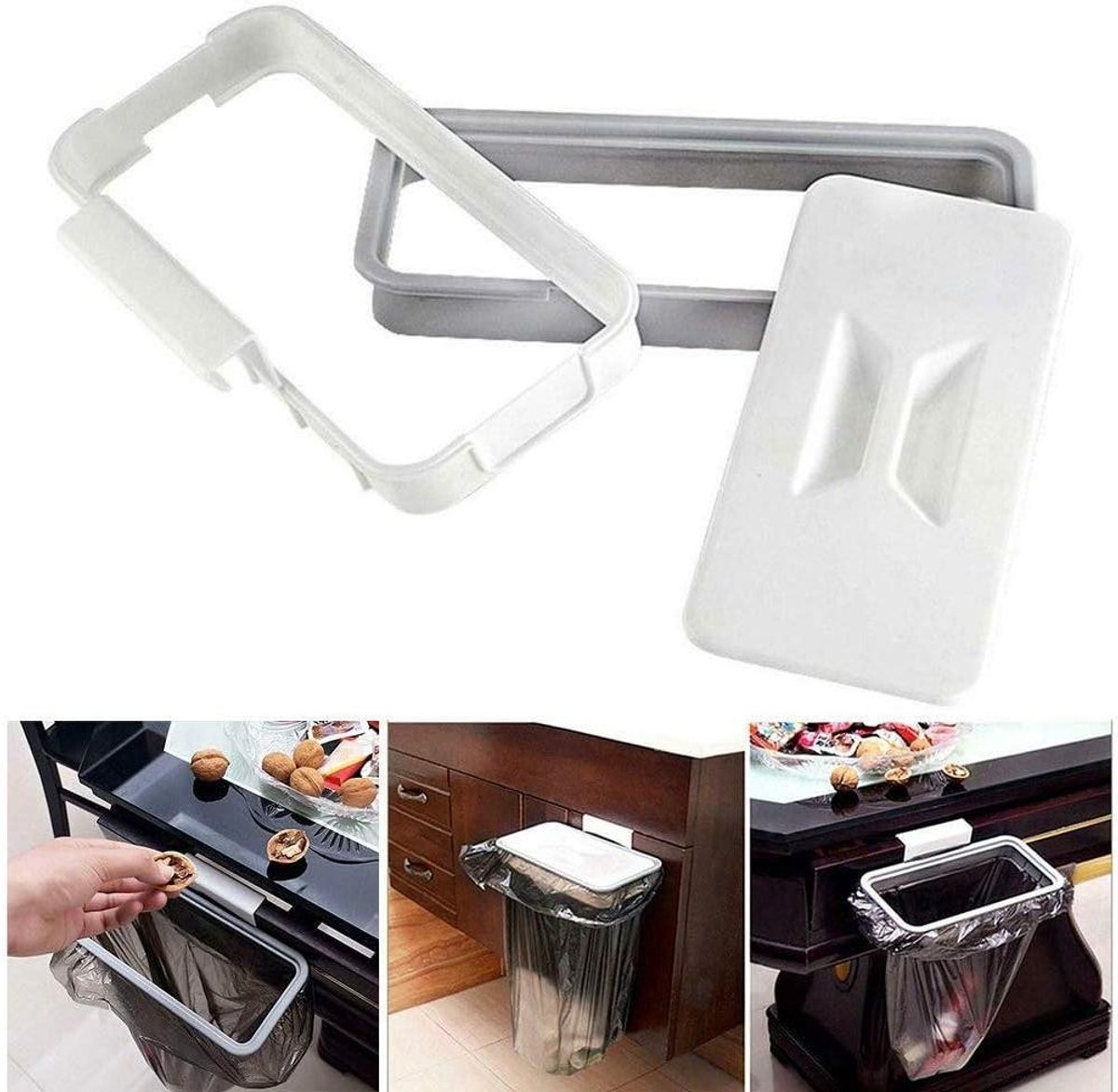 Prullenbak Organizer - Afvalzakhouder - Keuken Opruimen - Zonder Schroeven - 24 cm - Grijs Wit