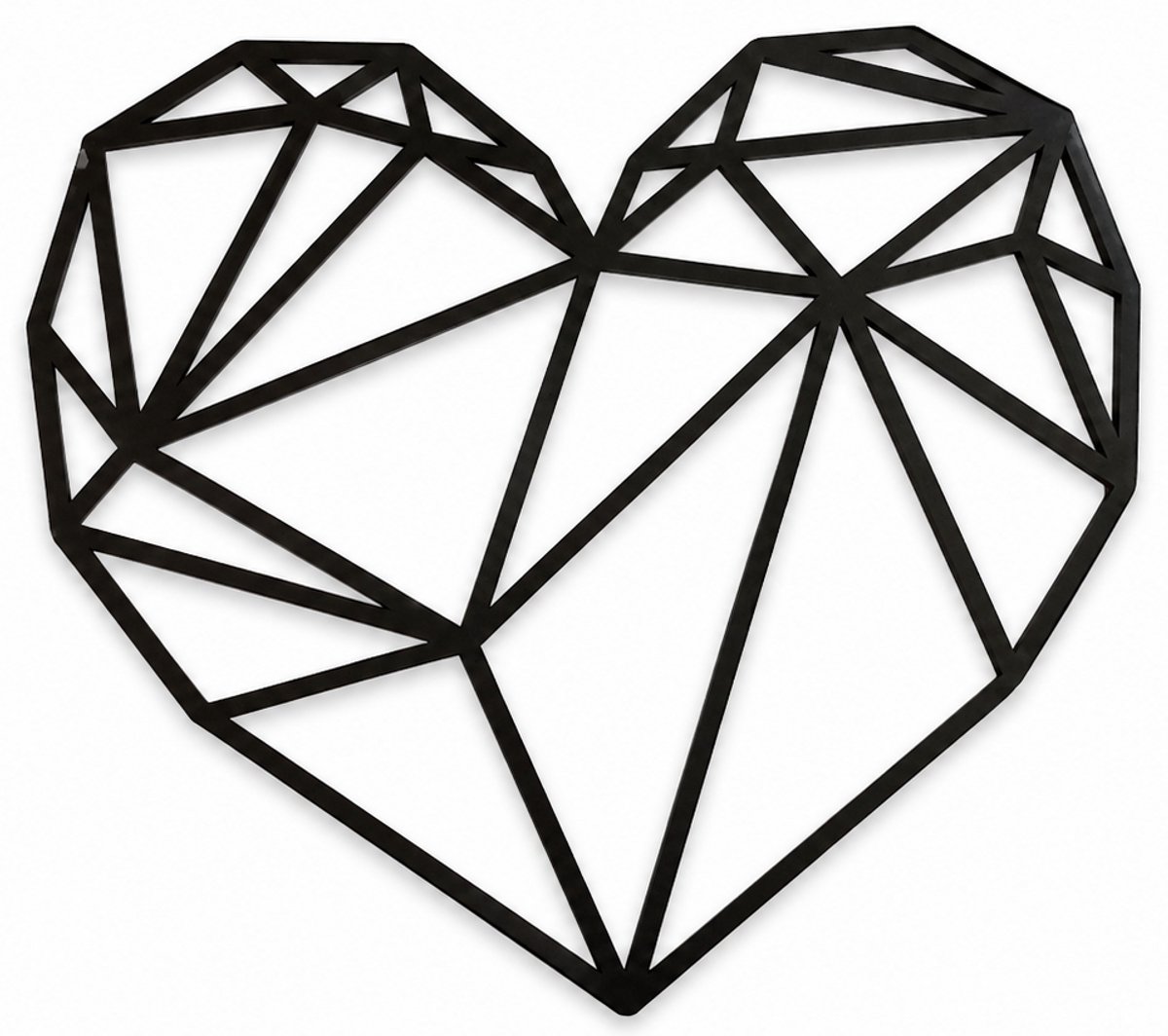 HOUTEN WANDDECORATIE / WOODEN WALL DECORATION - GEOMETRISCHE MUURDECORATIE / GEOMETRIC WALL ART - HART / HEART - 100 x 86cm - ZWART / BLACK - ECHT HOUT - REAL WOOD - LIEFDE / LOVE - VALENTIJN / VALENTINE
