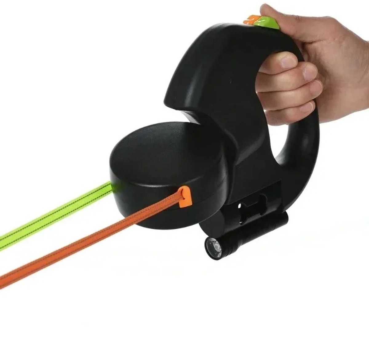 Innovastore Honderiem - Dubbeleriem - Huisdierenriem - Hondenlijn - Rollijn - Uitschuifbare Lijn - LED zaklamp - Zwartband -
