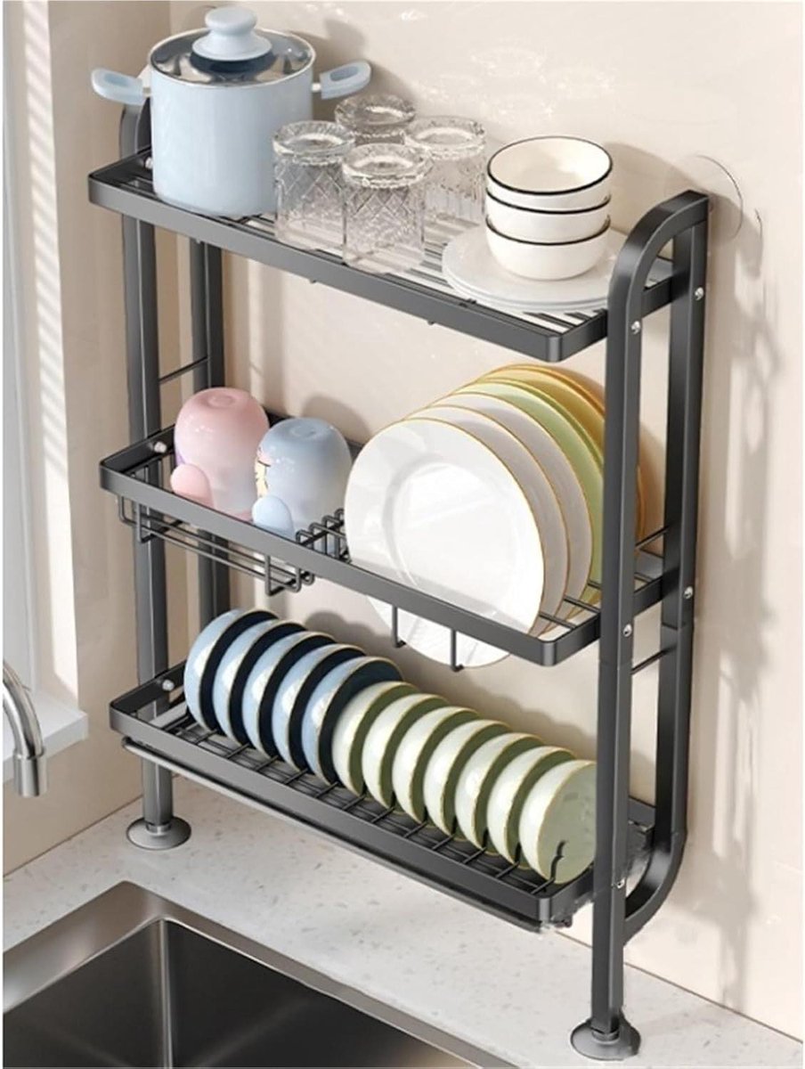 Afdruiprek Keuken - Vaatdroger Aanrecht - Keuken Opbergen - Smal Ontwerp - 47 cm - Zwart