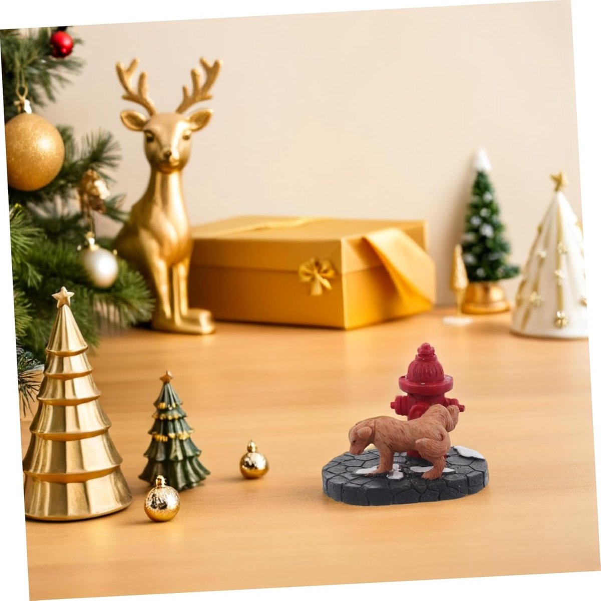 Kerstfiguur Hond - Hars Beeldje - Tuin Decoratie - Realistische Scène - 6.3 cm - Veelkleurig – foto 4