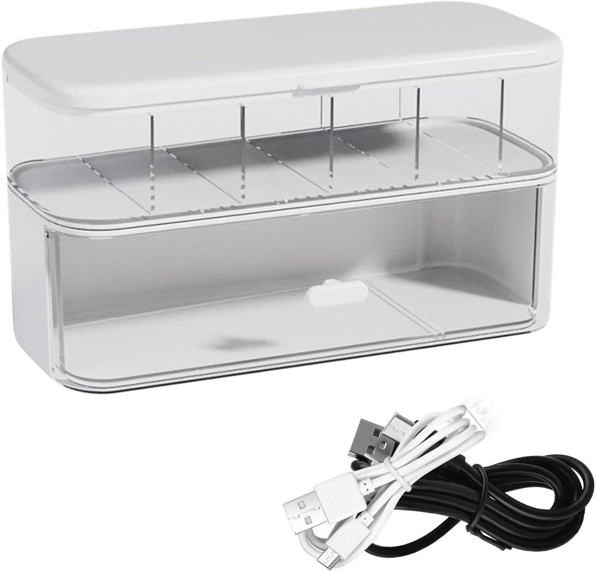 Kabel Organizer - Opbergdoos - Bureau Opruimen - Transparant Ontwerp - 25 x 15 x 13 cm - Wit