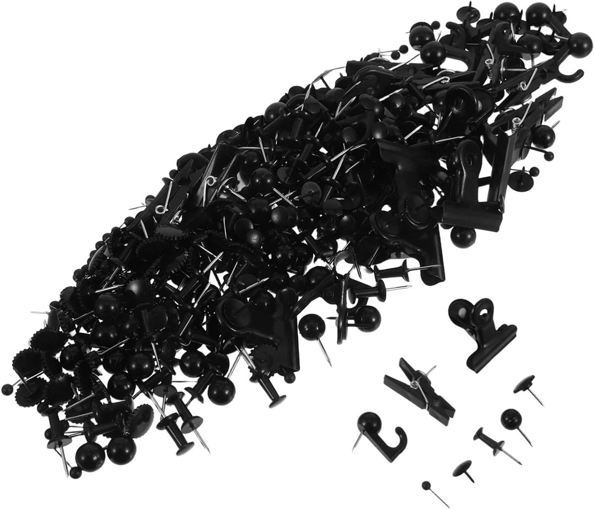 Punaises Set - Kaartspelden Haken - Wanddecoratie Organisatie - Metalen Constructie - 418 Stuks - Zwart