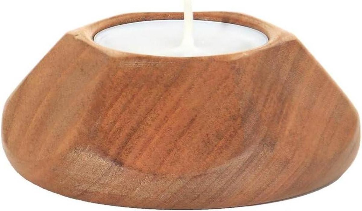 Houten Waxinelichthouders - Kersenhouten Kaarshouders - Tafeldecoratie - Handgemaakt - 10 stuks - Houtkleur