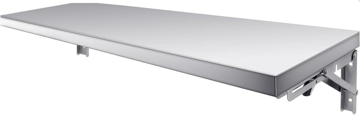 Opvouwbare Wandplank - Opklapbare Tafel - Extra Werkruimte - Roestvrij Staal - 80x35cm - Zilver