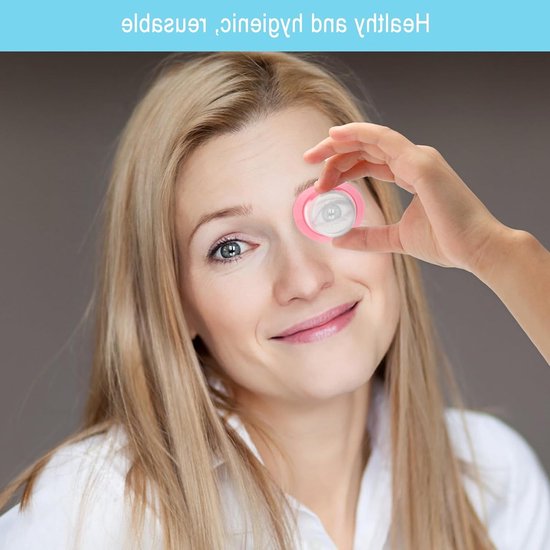 Set van 2 Siliconen Oogspoelbekers, 10ml Herbruikbare Oogspoeling, Draagbare Oogverzorging, Oogbad Glazen, Ooghygiëne Tools, Blauw, Roze — afbeelding 3