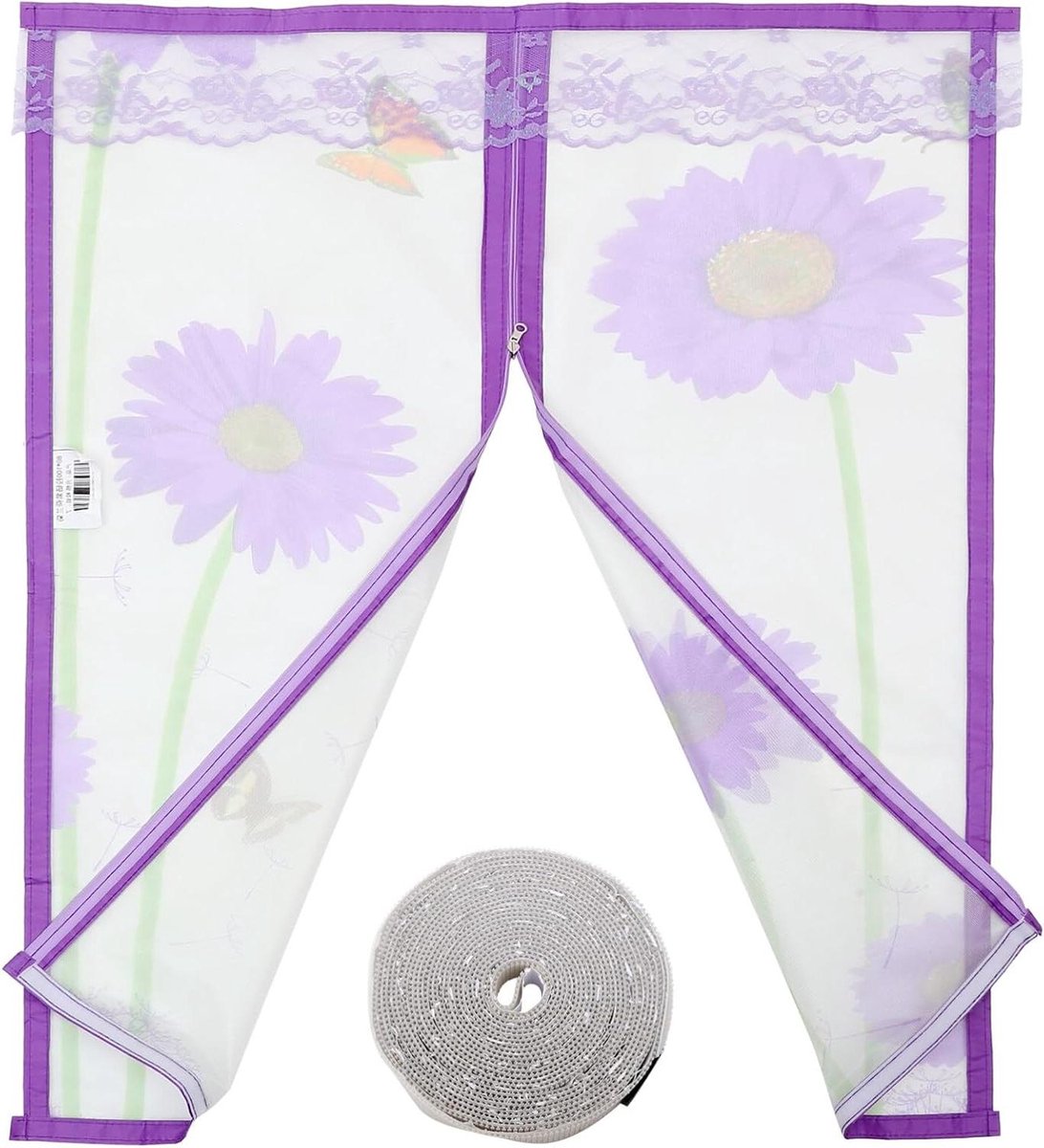 Raamhor - Vliegengaas - Insecten Buiten Houden - Met Rits - 100x80cm - Paars
