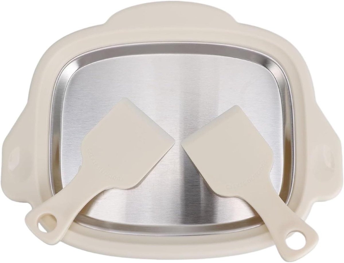 Gerolde ijsmachine - Dessertmaker - Zelf ijs maken - Inclusief 2 schrapers - Ca. 25 cm - Wit