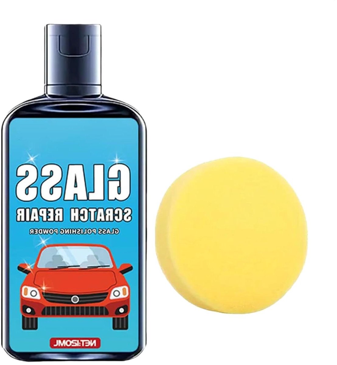 Glas Krasverwijderaar - Polijstvloeistof Spons - Auto Herstel - Weerbestendig - 120 ml - Wit