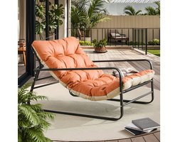 HomeMiYN Loungestoelen – Teslindi Stof Oranje-Rood – Voor Woonkamer, Balkon, Tuin & Terras – 240kg – Ergonomisch