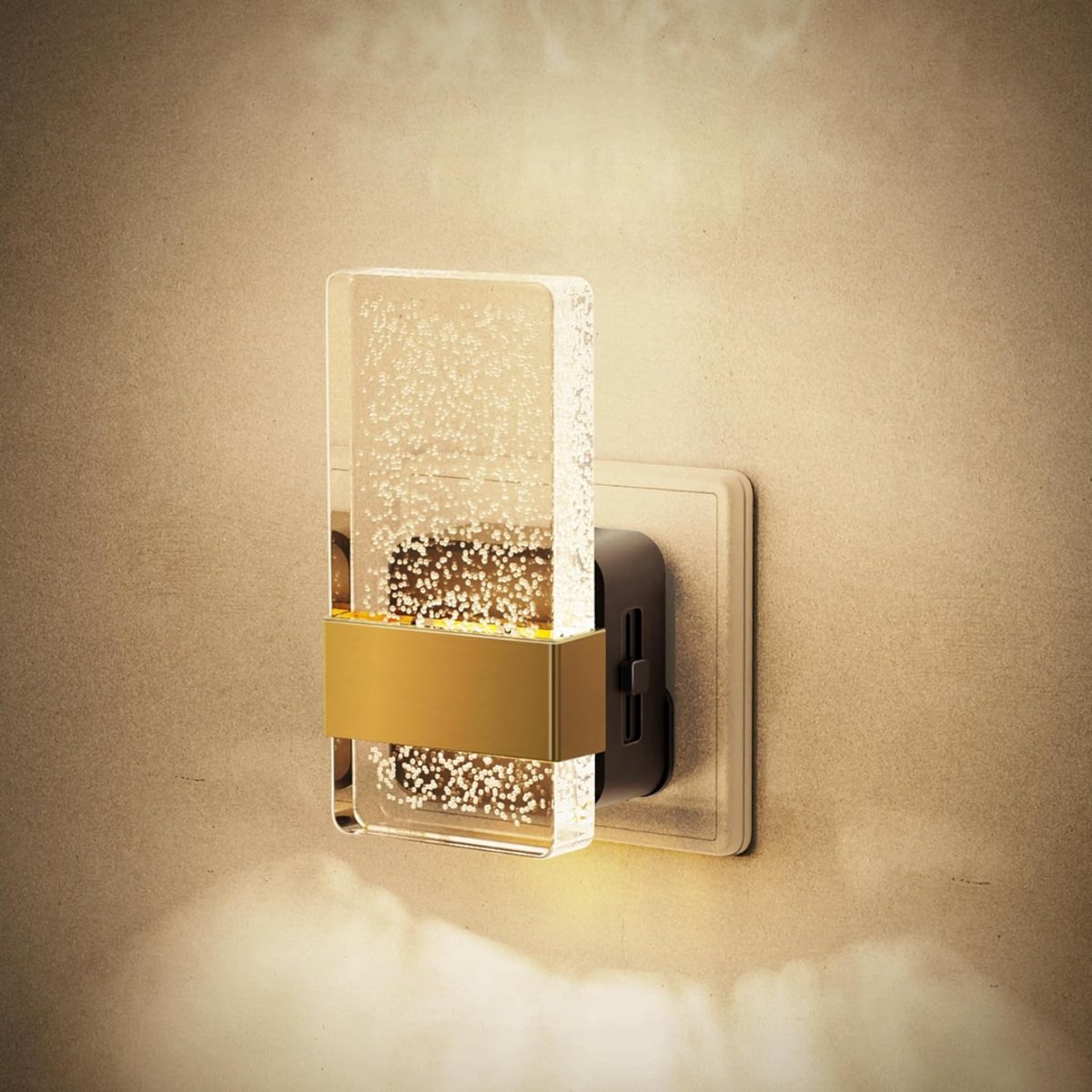 HEZIVO® Stopcontact Lampje - Stekkerlamp met Schemersensor - Stekker Lamp - Instelbare Helderheid - Goud