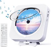 Vizual CD Speler met Radio & Bluetooth - Draagbare CD Speler voor Muur & Tafel - FM Keukenradio met Afstandsbediening - Ingebouwde Speakers - Wit