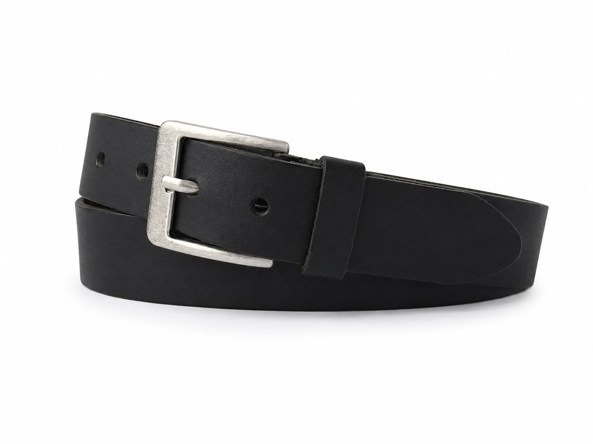 Zwarte Leren Riem 4 cm Breed Maat 105 (Totale Lengte 120 cm) – Heren & Dames Broekriem – 100% Buffel Leer – Nikkelvrije Gesp
