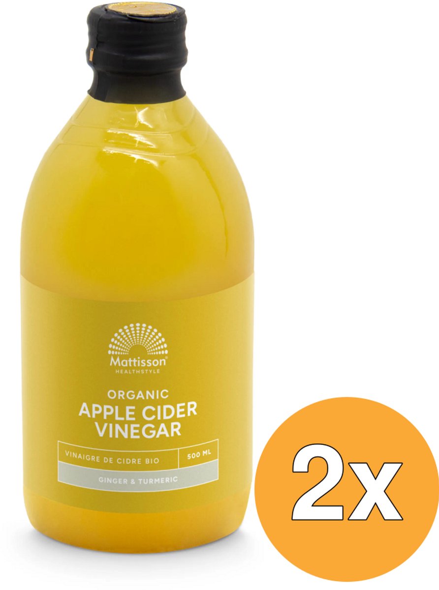 2x Mattisson Organic Apple Cider Vinegar Ginger Bio (500 ml)