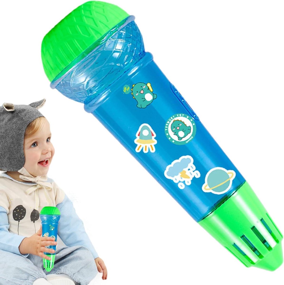 Kinder Microfoon - Speelgoed microfoon - Zingen en optreden - Batterijloos echo effect - 24.8 cm - Groen