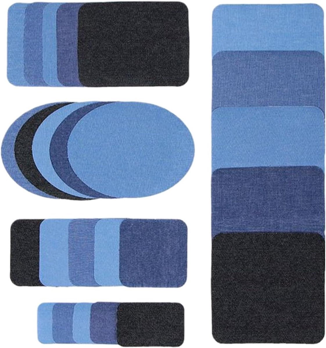 Strijkbare patches - Textiel stickers - Kleding reparatie - Wasbestendig - 25 stuks - Denim blauw