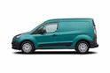 Fourgonnette Ford Transit Courier verte, profil.