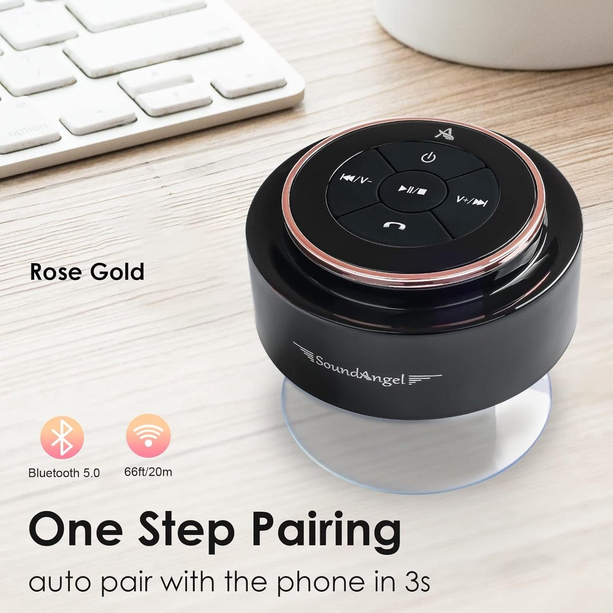 Waterdichte Bluetooth Speaker - Draagbare Audio - Muziek Luisteren - IPX7 Gecertificeerd - 12 Uur Speeltijd - Roze Goud
