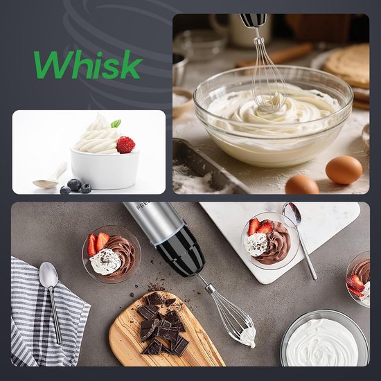 Staafmixer Set - Keukenmixer Blender - Maaltijden Bereiden - 4-in-1 Functies - 1000 Watt - Zilver — afbeelding 2