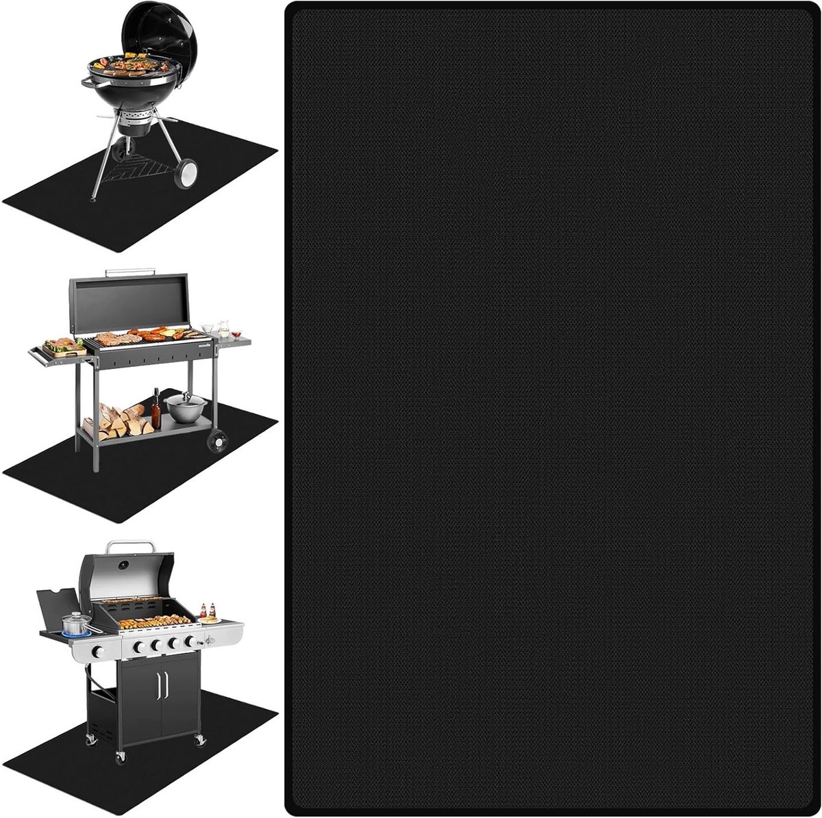 Vuurvaste vloerbescherming mat van siliconen en glasvezel 102 x 152 cm opvouwbaar voor BBQ grill en camping hittebestendig en duurzaam
