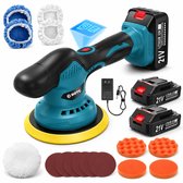 BOTC Polijstmachine - Poetsmachine Auto - Draadloze - 8 Snelheden - met 2x21V Accu en Accessoirekit - Blauw