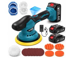 BOTC Polijstmachine - Poetsmachine Auto - Draadloze - 8 Snelheden - met 2x21V Accu en Accessoirekit - Blauw