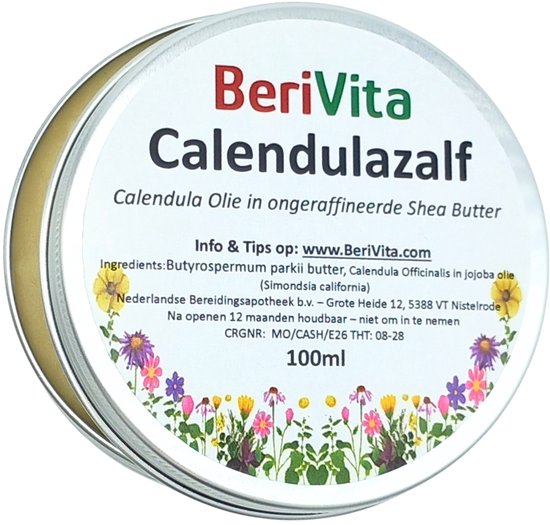 Calendula Zalf 100ml - Goudsbloemzalf - Calendula Olie in Pure Shea Butter - Droge Huid - Ruwe, Schrale Handen