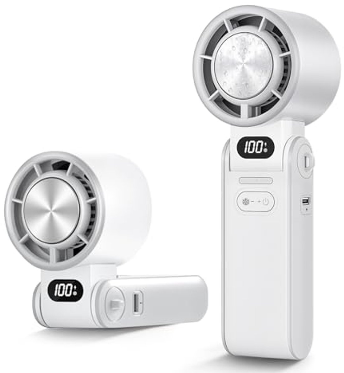 Handventilator - Draagbare Ventilator - Mini FanOplaadbaar - Oplaadbaar -Oplaadbare mini-ventilator met 1 tot 100 traploze snelheden - Draadloze Tafelventilator- Wit