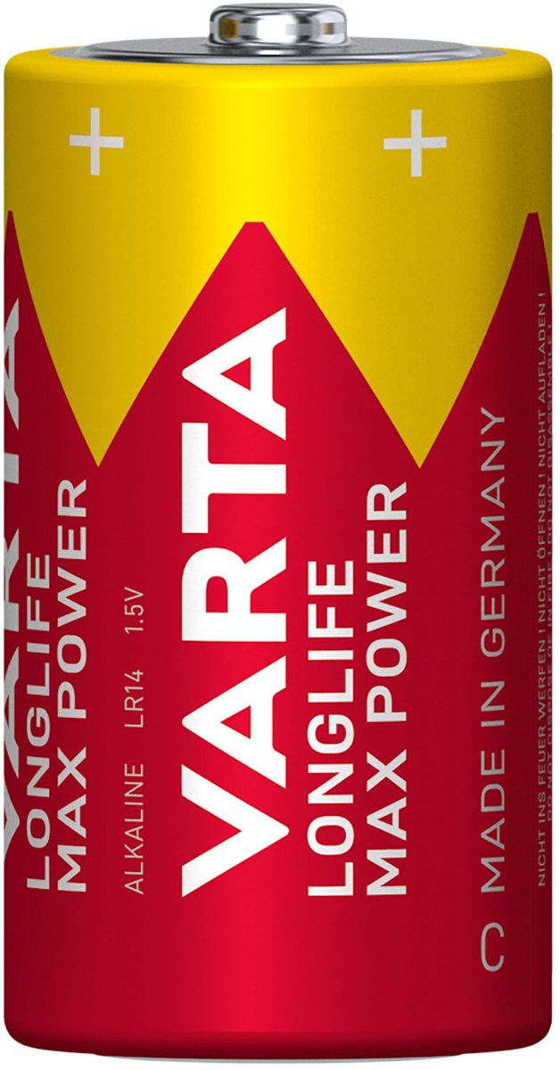4 stuks R-14 R14 C 1,5 V alkalinebatterijen Varta Longlife Max Power