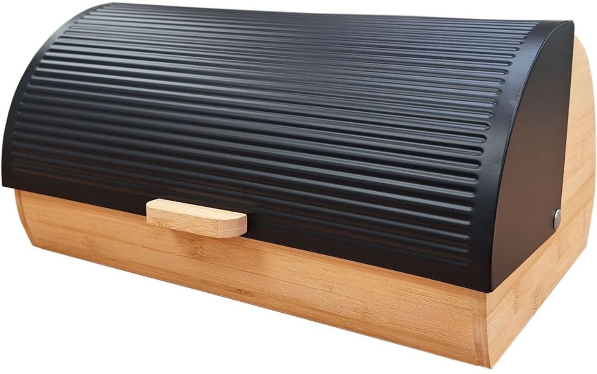 KAD® Broodtrommel - Broodtrommel met Schuifdeksel - Grote Brood Bewaardoos - Zwart - 39cm x 27cm x 19cm