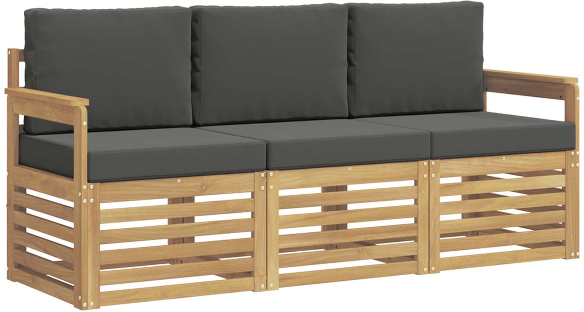 vidaXL Buiten - bank - set - 3 - st - 3-zits - Wit - en - antracietkleurig - Polyester Wit en antracietkleurig