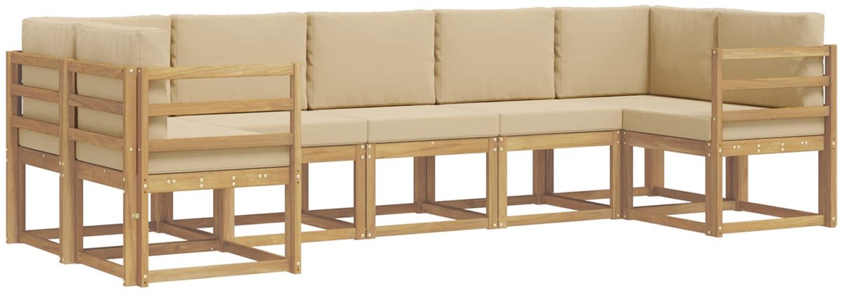 vidaXL Buiten - bank - set - 7 - st - 7-zits - Wit - en - Beige Wit en Beige