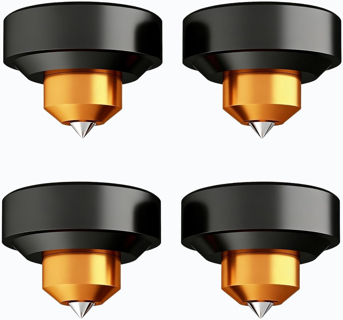 4 HiFi Spikes M4 Isolatievoeten, Absorberend 44 x 25 mm, Aluminium Speakerstand, Schokabsorber, Hoogte Verstelbaar, Geluidsisolatie, Voeten voor Apparaten