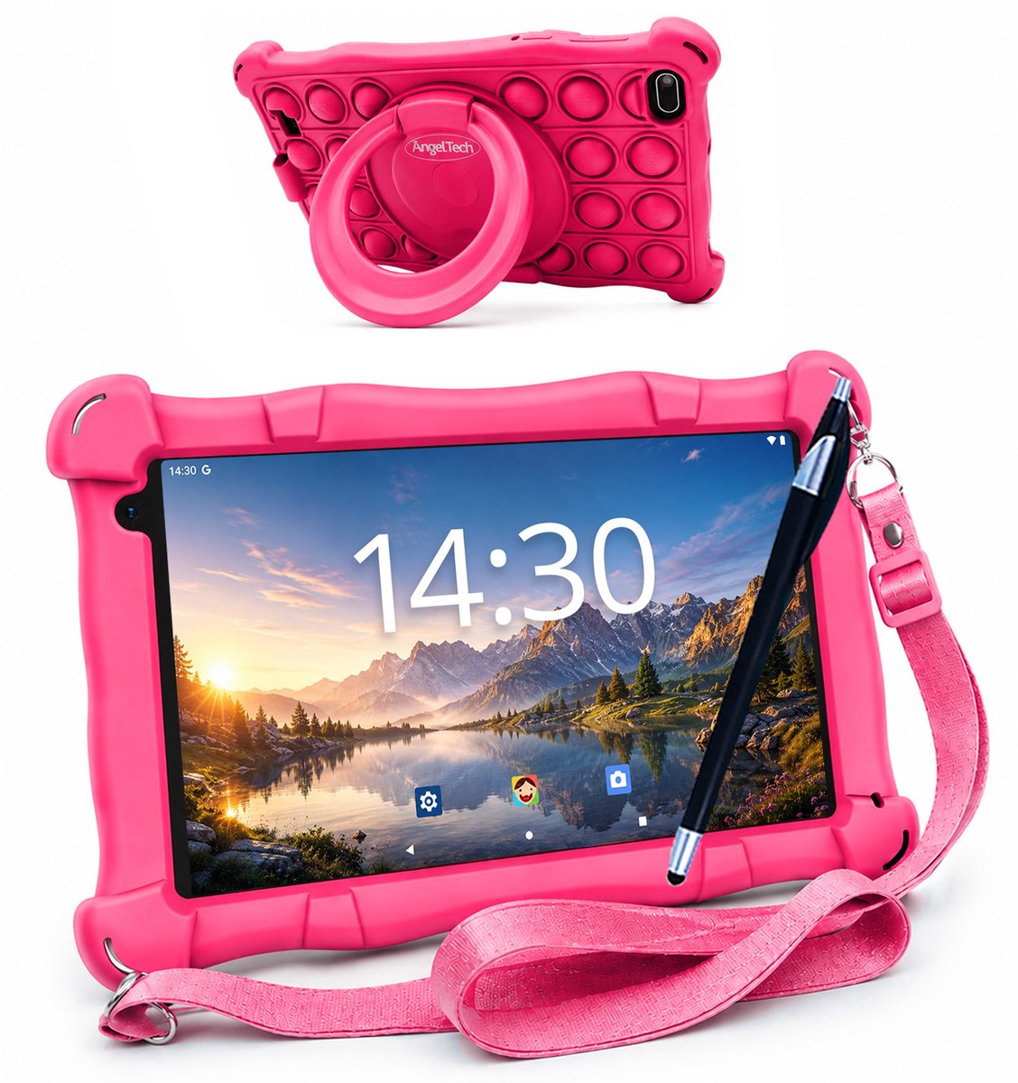 Bol.com AngelTech Kindertablet Slim – Android 15 – 3+4GB RAM - 32+64GB – 100%Kidsproof – Vanaf 3 Jaar – 7 Inch – Ouderlijk Toezi... aanbieding
