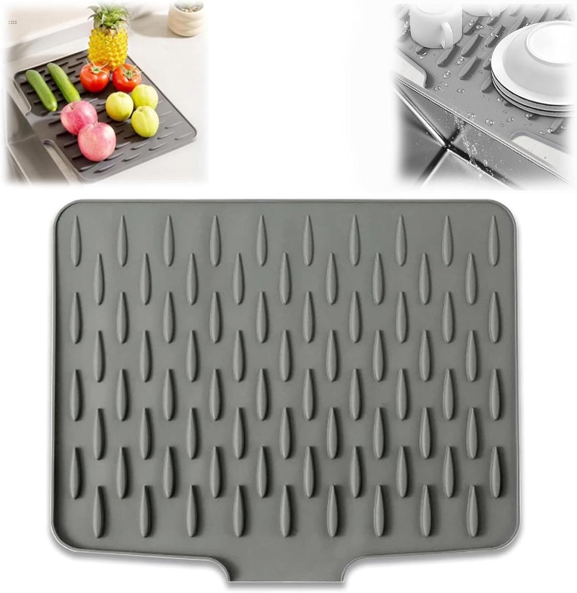 longziming - Siliconen Afdruipmat - Opvouwbare Droogmat Keuken - 40 × 32 × 2 cm - Hittebestendige Spoelbakmat - Kantelbaar Design Voor Waterafvoer - Antislip Textuur Voor Stabiliteit - Bespaart Ruimte Door Oprolbaarheid - 1 Stuk