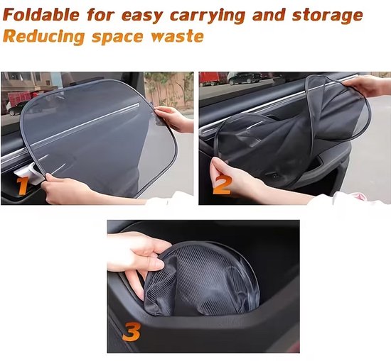 Autoraam Zonneschermen Zij- en Achterruit - Set van 5 - UV-werend Mesh - Antiverblinding - Universeel voor SUV en Minivan - Eenvoudige Zuignapmontage — afbeelding 4