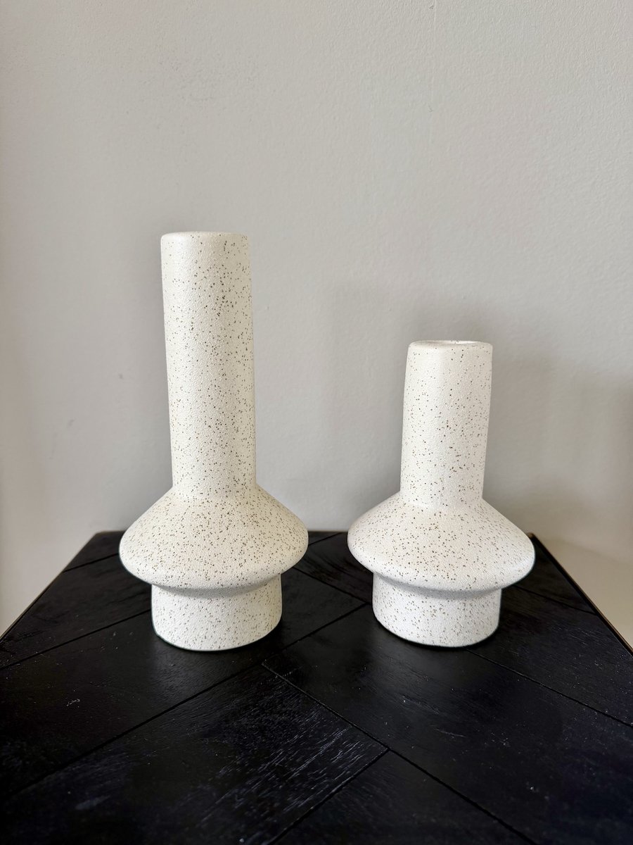 Light & Living Kandelaarset Crème Keramiek – Organische Kandelaars Set van 2 Creme