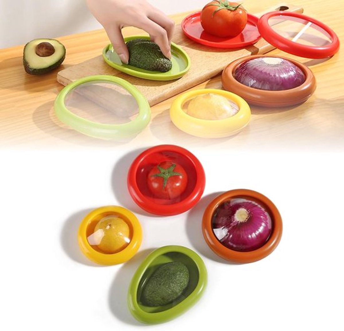 4-pack - Herbruikbare - Koelkastfruit- en groentebewaarbakjes met deksel - Blijft langer vers