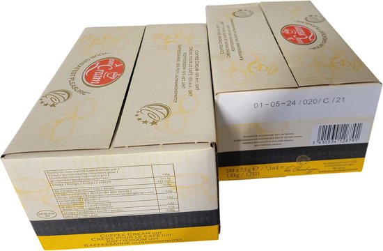 2 dozen roomcups 240 st per doos MET 2 houten PR Coffee lepels - PR Coffee - melkcups - koffiemelk - eurocream